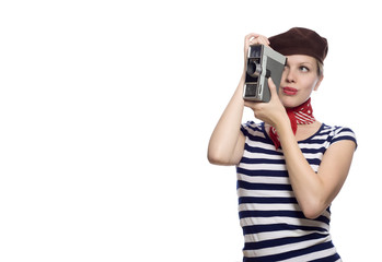 beautiful girl in classic 60s french look
