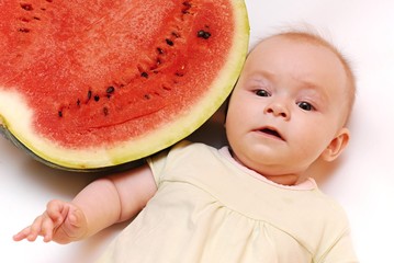 baby and watermelon