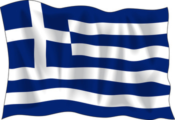 Waving flag of Greece isolated on white