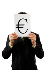 Businessman is holding Euro mark