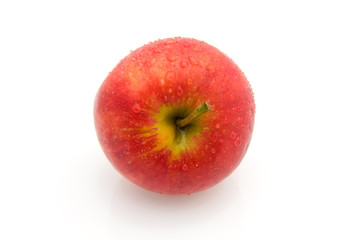 One juicy red apple isolated on white background