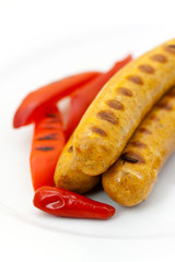 Bratwurst mit Paprika,gegrillt