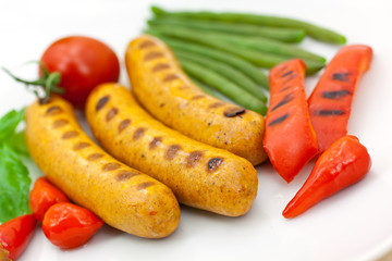 Bratwurst mit Paprika,gegrillt