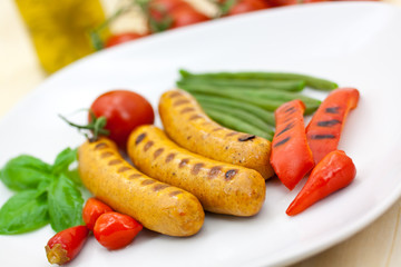 Bratwurst mit Paprika,gegrillt