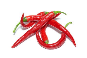 Stack of red hot chili peppers
