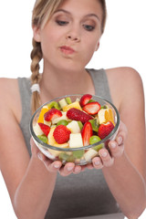 Healthy lifestyle series - Woman with fruit salad