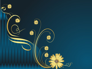 design floral bleu et or