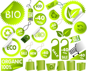 Big Set of green environmental icons, vector art - 14878484