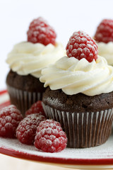 Chocolate and raspberry cupcakes