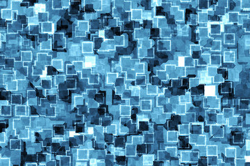 Blue abstract background with a pattern from squares