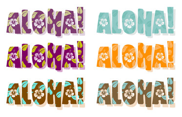 Vector illustration of aloha word in different colors © Elisanth