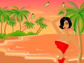 Beautiful young girl on the summer beach © Forewer