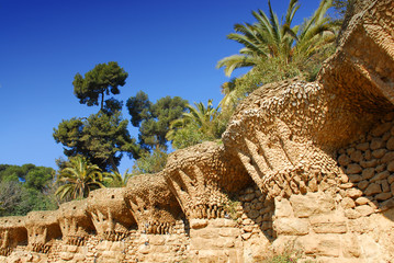 columns in park guell barcelona spain