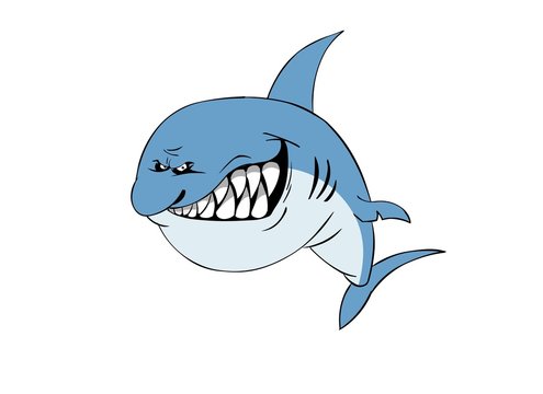 Shark character image. Isolated on white.