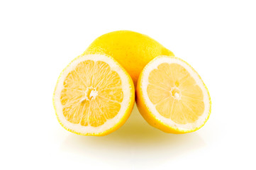 Fresh lemons on white background