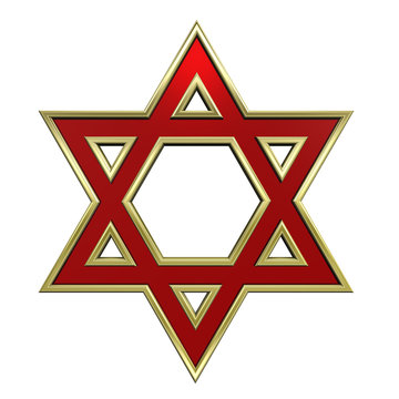 Ruby with gold frame Judaism religious symbol