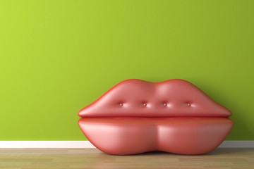 interior design lips shaped couch