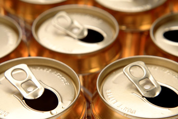 Open aluminum drink cans