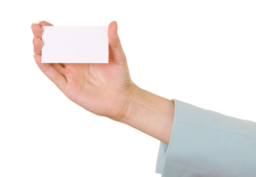 Presenting a Business Card (card blank in a hand)