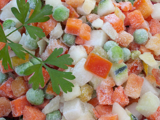 Closeup view of frozen various vegetables
