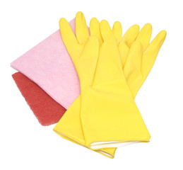 gloves and cleaning tools