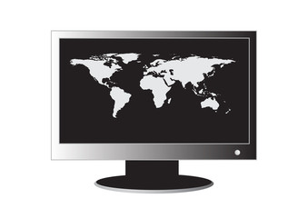 LCD Monitor with a world map