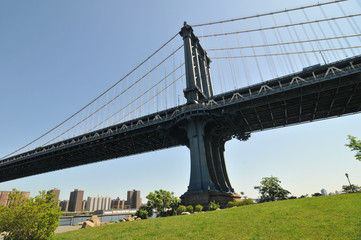Manhattan bridge on a Clear Blue morning, New York City