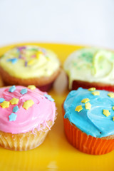 Colored cup cakes
