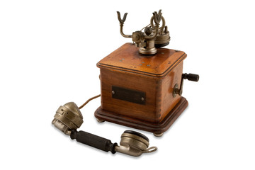 T&eacute;l&eacute;phone non portable et avec fils et manivelle