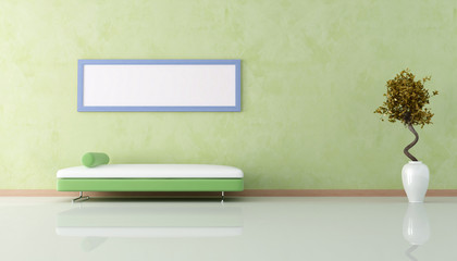 green modern living room-rendering