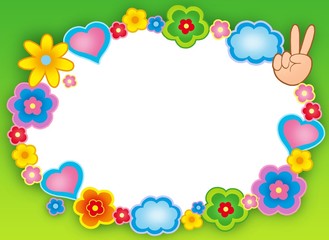 Round hippie frame with flowers