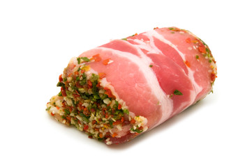 pork roll stuffed on white background.