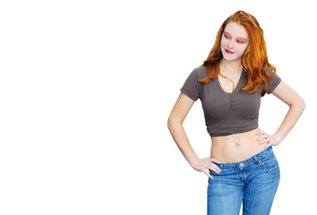 girl with red hair and piercing