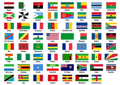 Länderflaggen Afrika mit Ländernamen