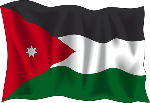 Waving flag of Jordan isolated on white