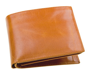 Brown leather wallet isolated on white