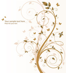 magic autumn tree with butterflies and space for text