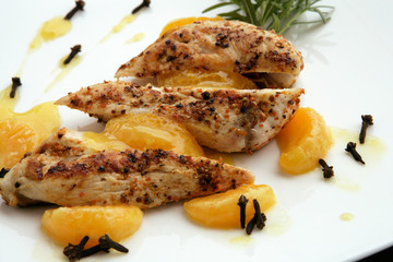 Grilled chicken with oranges