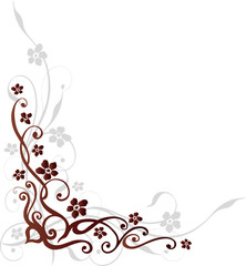 Fototapeta premium border, filigrane Ranke mit Blättern und Blumen, rot
