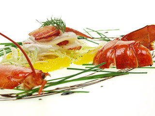 feinste italienische kochkunst, lobster lasagne salat,  5 sterne