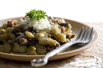 marjoram halusky with two kinds of cheese (Slovakian cuisine)