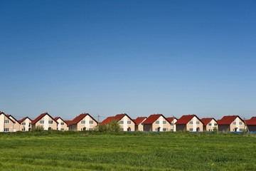 New cottages and blue sky