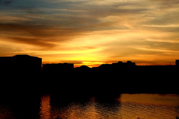 The sky and city on a decline