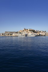 Ibiza island harbor in Mediterranean sea