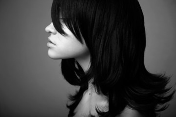 Elegant girl with black hair