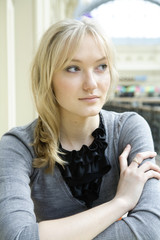 Fototapeta premium portrait blond woman with blue eyes