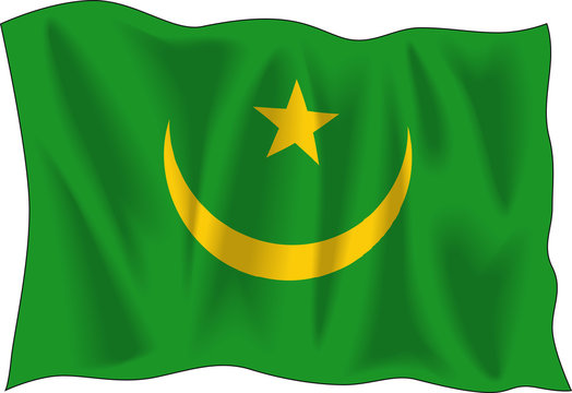 recommend clip art: Waving flag of Mauritania isolated on white