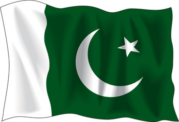 Waving flag of Pakistan isolated on white