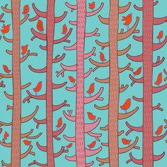 Cartoon forest seamless pattern