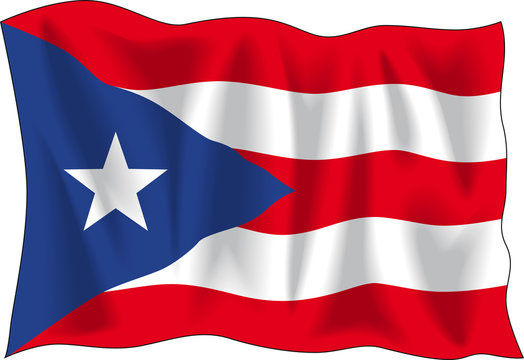 Waving flag of Puerto-Rico isolated on white